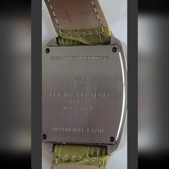 COPY - Officina del Tempo Marrakech watch stainless 316l black dial green leath… - Picture 6 of 6